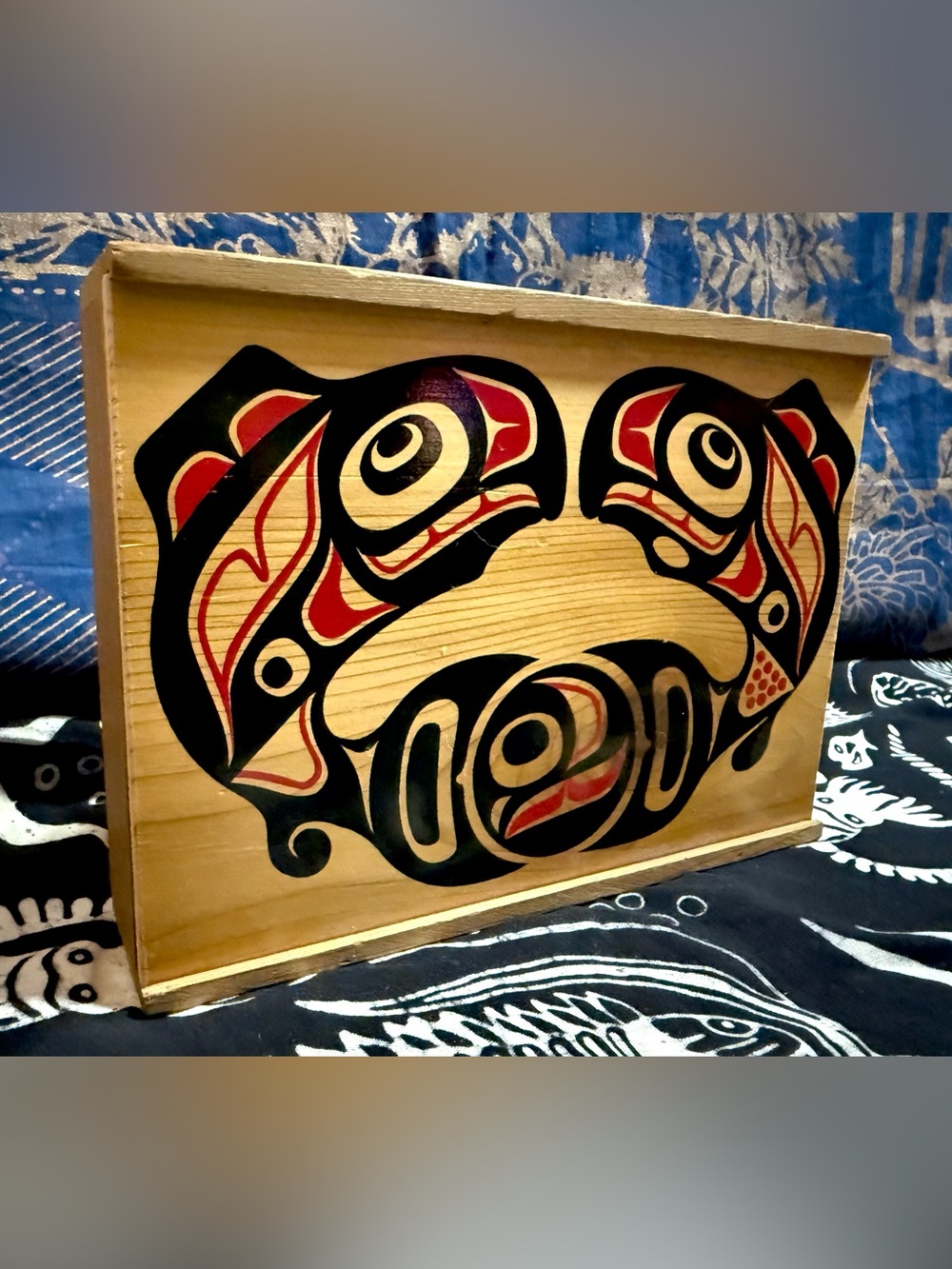 Clarence Wells Haida Art Northwest Pacific First Nations Wooden Box Sliding Lid